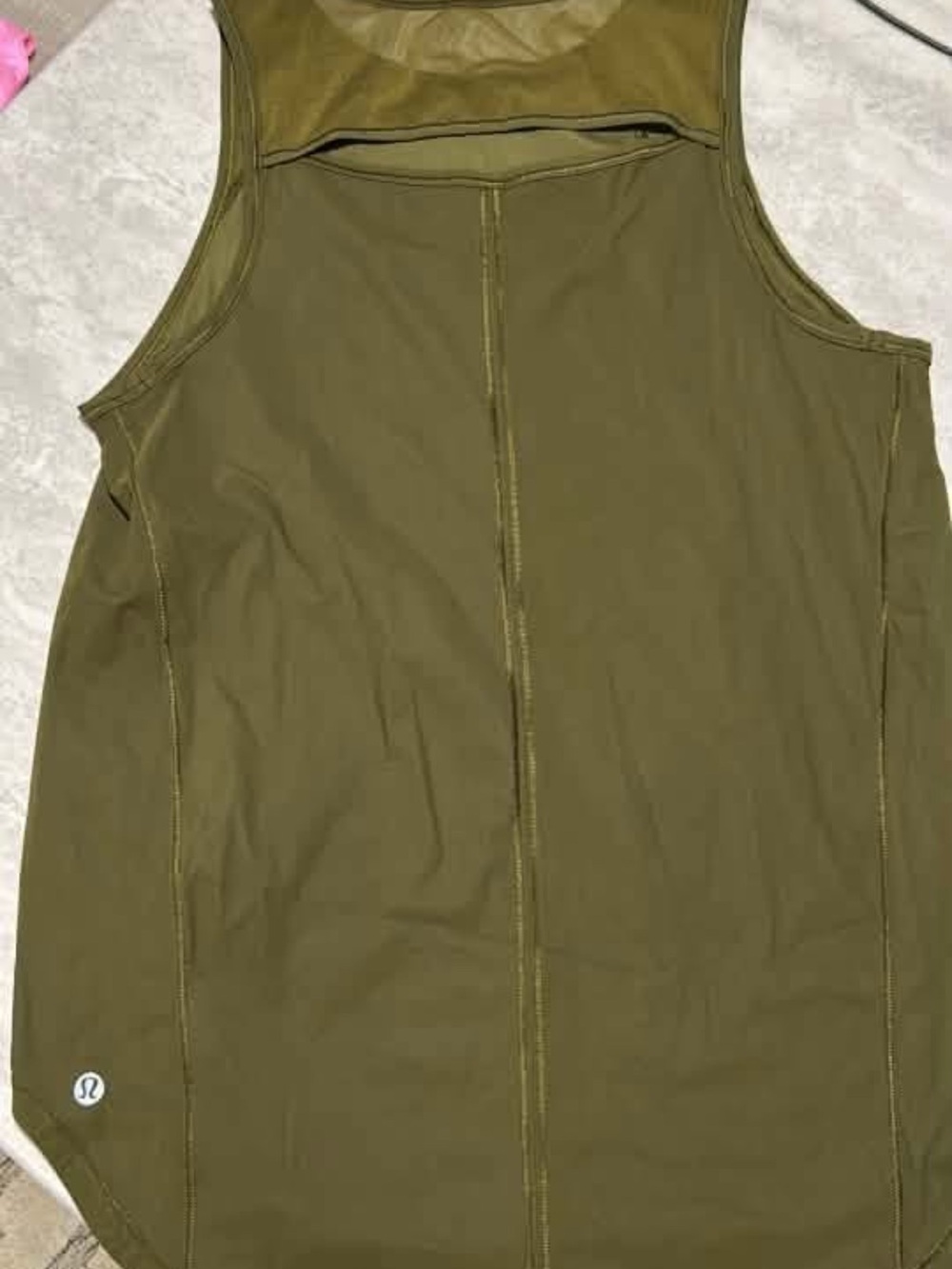 lululemon athletica Men's Olive Green Athletic top (back of tank)